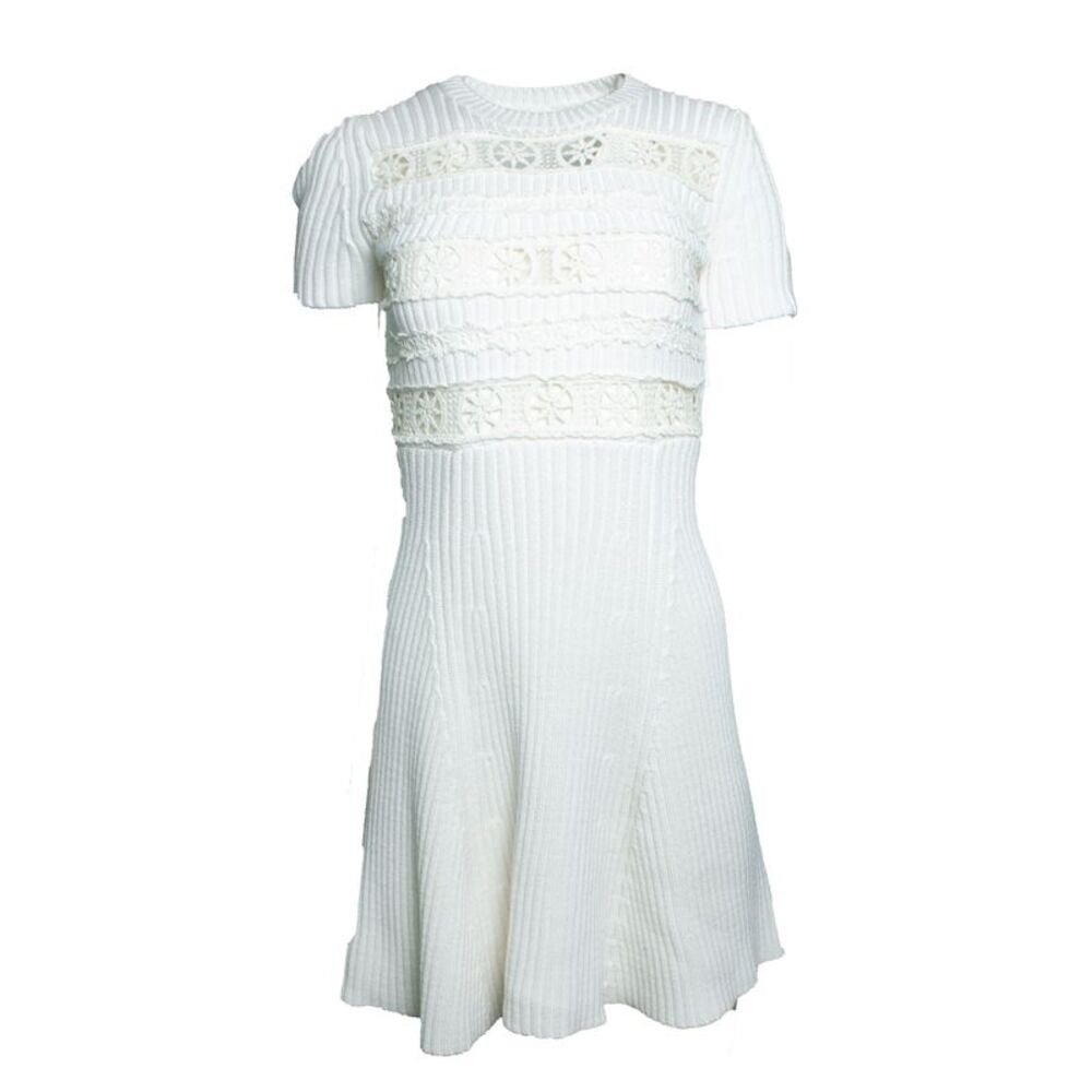 Manoush, crochet and knitted dress in white